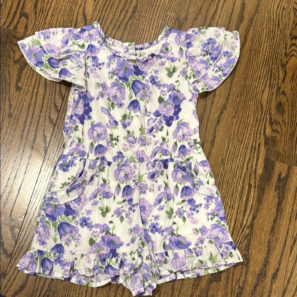 Janie and Jack Purple Jumpsuit with Floral Elegance